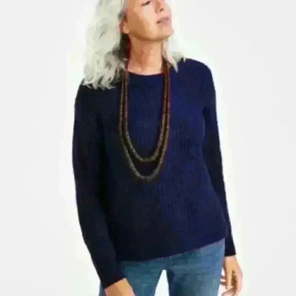 Style & Co Ribbed Pullover Sweater Women's Size XL Navy Blue  Blue ~ NWT